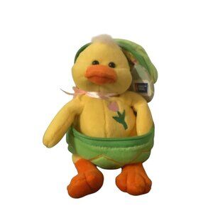 Vtg 2000 Harry III Plush Duck Plushland in Green Egg Zip Close Easter